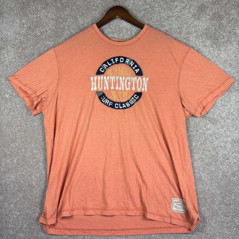 Old Navy Mens XXL Orange Huntington Beach Surf Classic Graphic T-Shirt